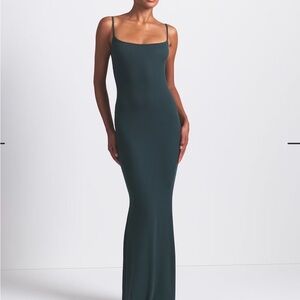 Skims Soft Lounge Long Slip Dress in Cypress Green